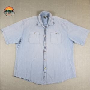 Canyon Guide Outfitters Gray/Blue Button Down Short Sleeve Shirt Mens Size XL